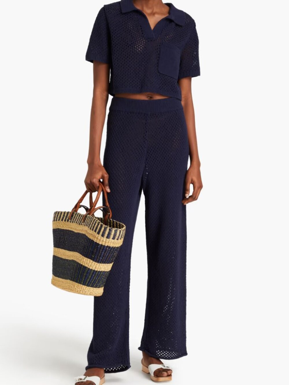 ONIA Crochet-knit cotton-blend wide-leg pants